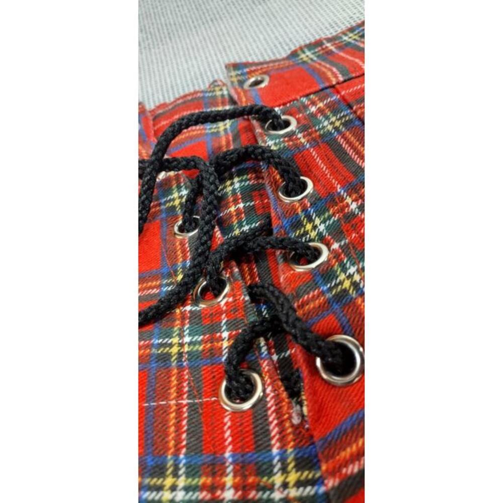 1990s LIP SERVICE Zipper Punk Red Plaid Pants Bondage BELTS GROMMETS XS Unisex